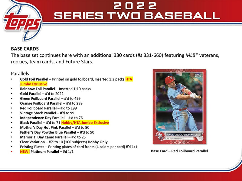 2022 - TOPPS - BASEBALL SERIES 2 HOBBY BOX