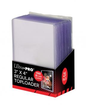 ULTRA PRO - REGULAR TOPLOADER WITH SLEEVES  (3" x 4") (25 COUNT)