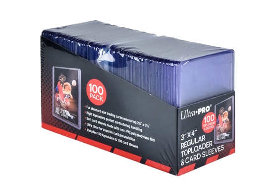 ULTRA PRO - REGULAR TOPLOADER WITH SLEEVES  (3" x 4") (100 COUNT)