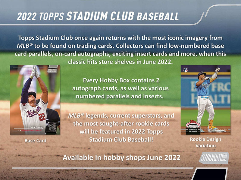 2022- TOPPS - STADIUM CLUB BASEBALL HOBBY BOX